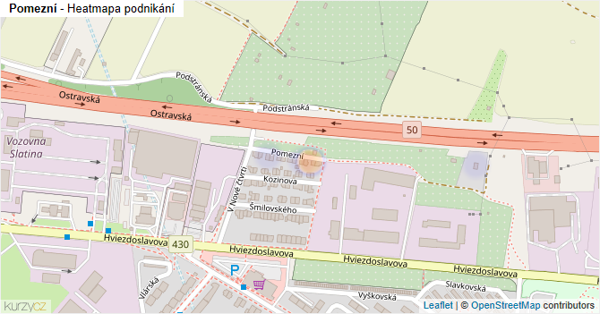 Pomezní - mapa podnikání