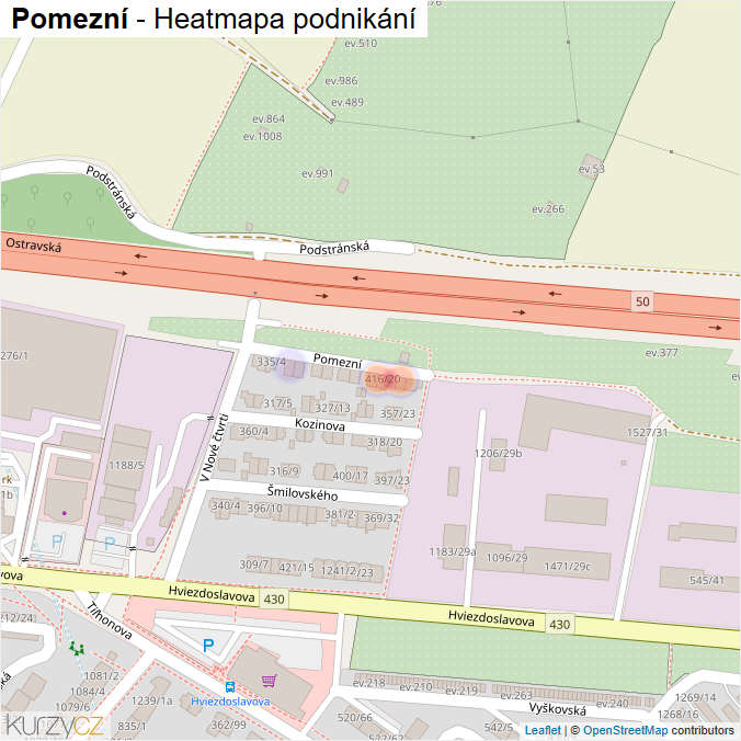 Mapa Pomezní - Firmy v ulici.