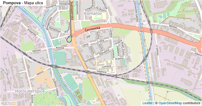 Pompova - mapa ulice