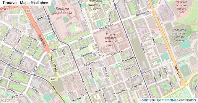 Ponava - mapa části obce