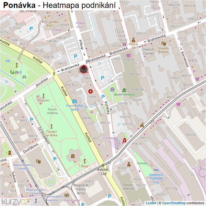 Mapa Ponávka - Firmy v ulici.