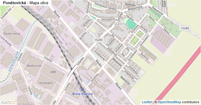 Ponětovická - mapa ulice
