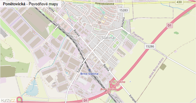 Ponětovická - záplavové mapy stoleté vody