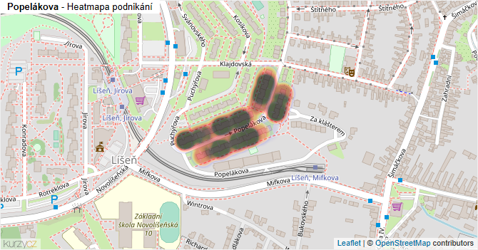 Popelákova - mapa podnikání