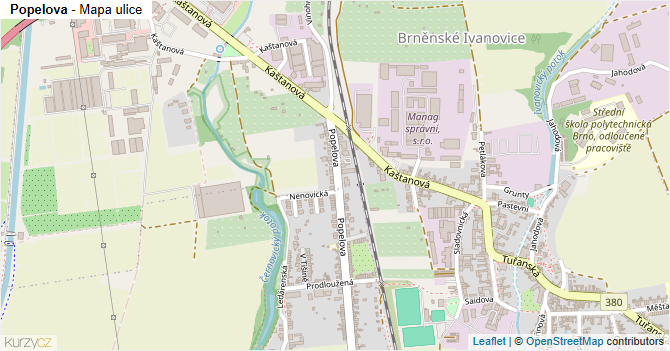 Popelova - mapa ulice