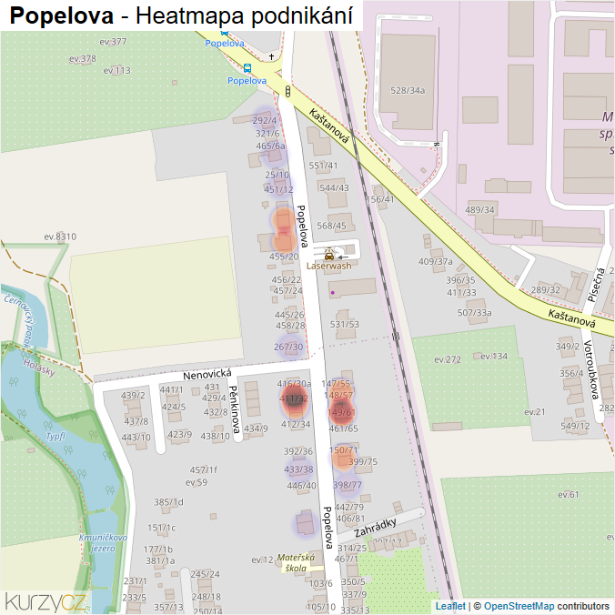 Mapa Popelova - Firmy v ulici.