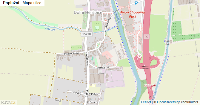 Poplužní - mapa ulice