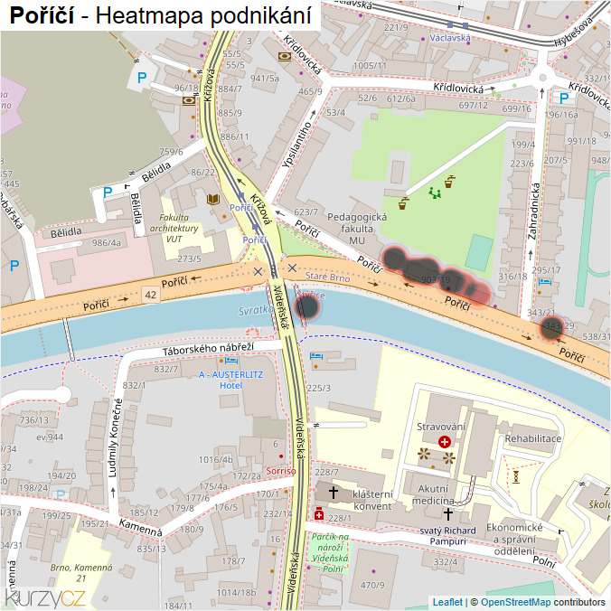 Mapa Poříčí - Firmy v ulici.