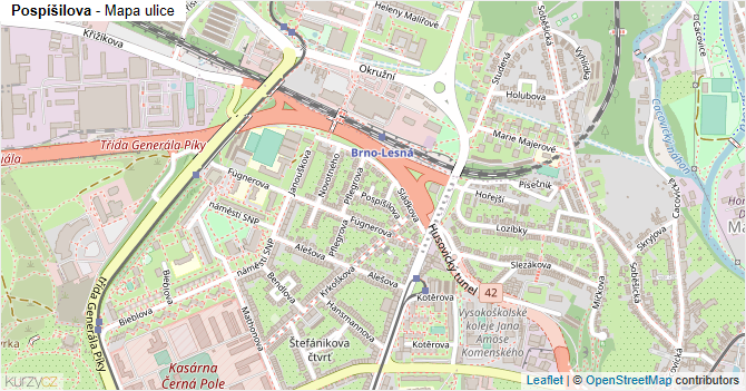 Pospíšilova - mapa ulice