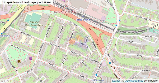 Pospíšilova - mapa podnikání
