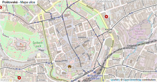 Poštovská - mapa ulice