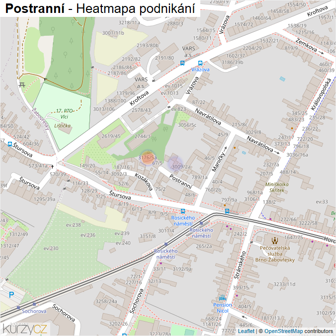 Mapa Postranní - Firmy v ulici.