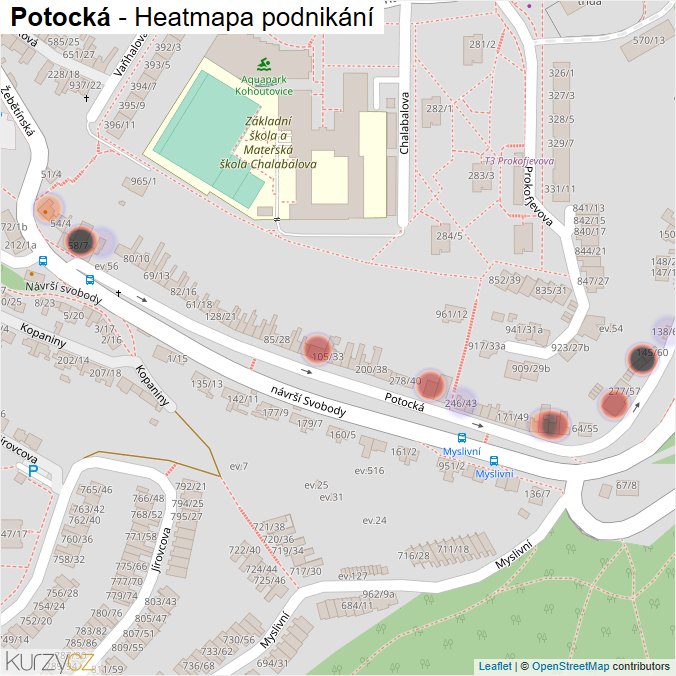 Mapa Potocká - Firmy v ulici.