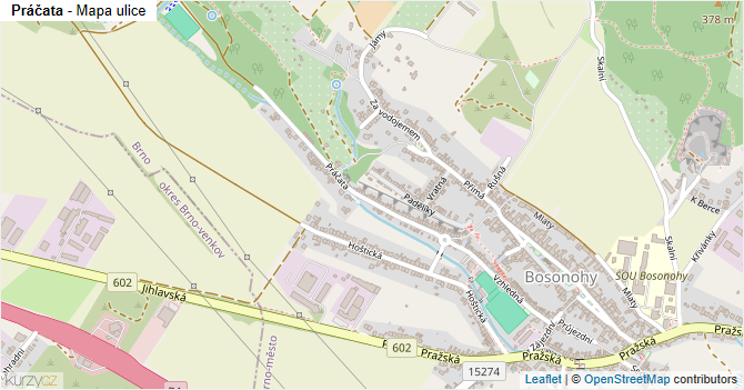 Práčata - mapa ulice