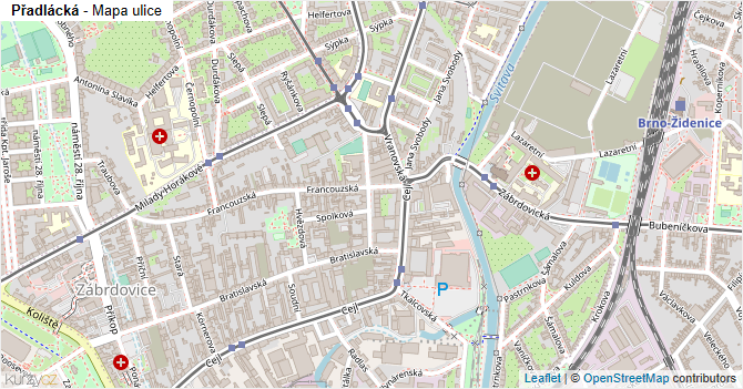 Přadlácká - mapa ulice
