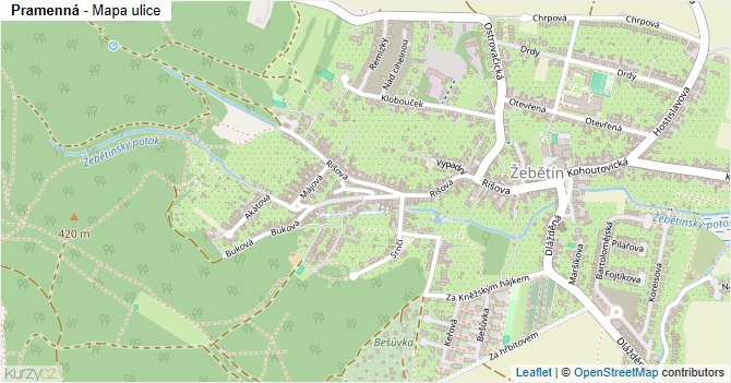 Pramenná - mapa ulice