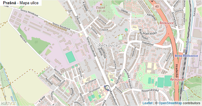 Prašná - mapa ulice