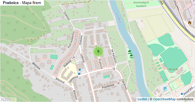 Prašnice - mapa firem