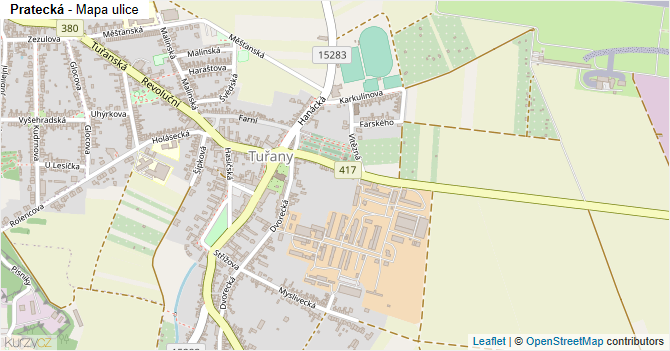 Pratecká - mapa ulice