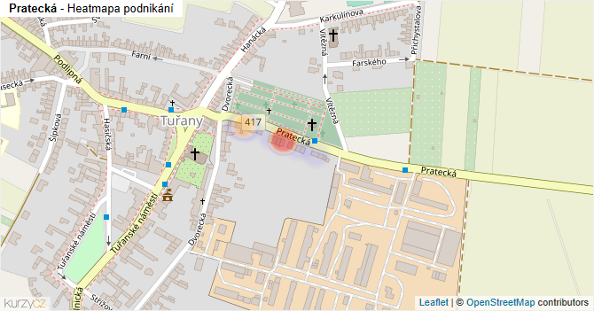 Pratecká - mapa podnikání