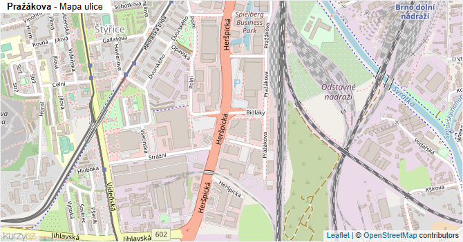 Pražákova - mapa ulice