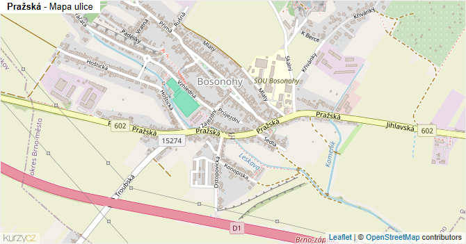Pražská - mapa ulice