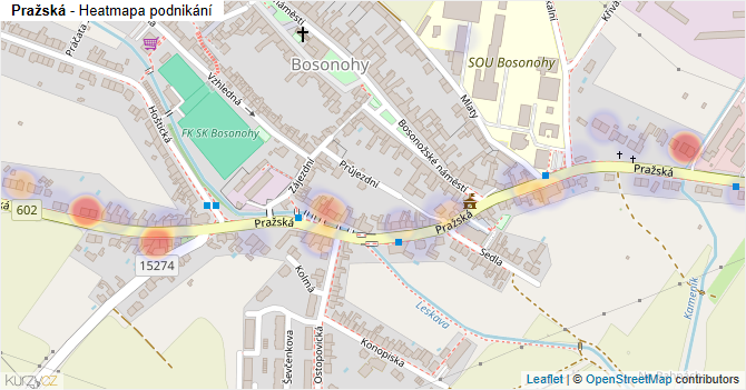 Pražská - mapa podnikání