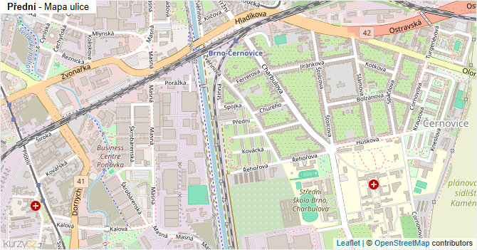 Přední - mapa ulice