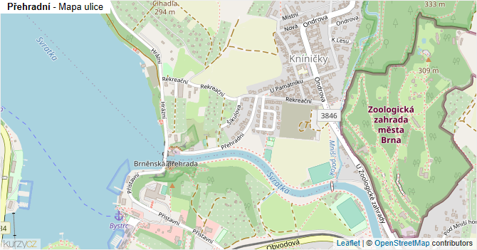 Přehradní - mapa ulice