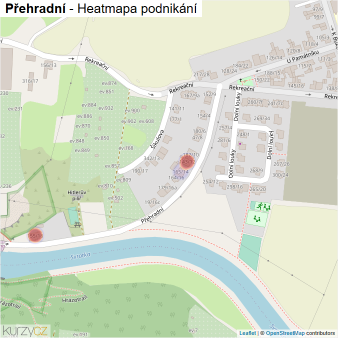 Mapa Přehradní - Firmy v ulici.