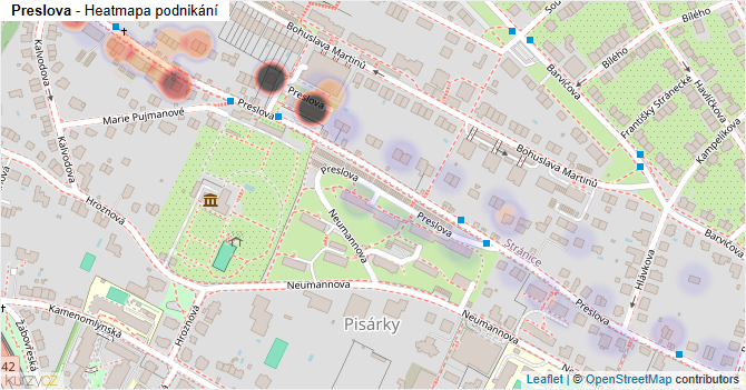 Preslova - mapa podnikání