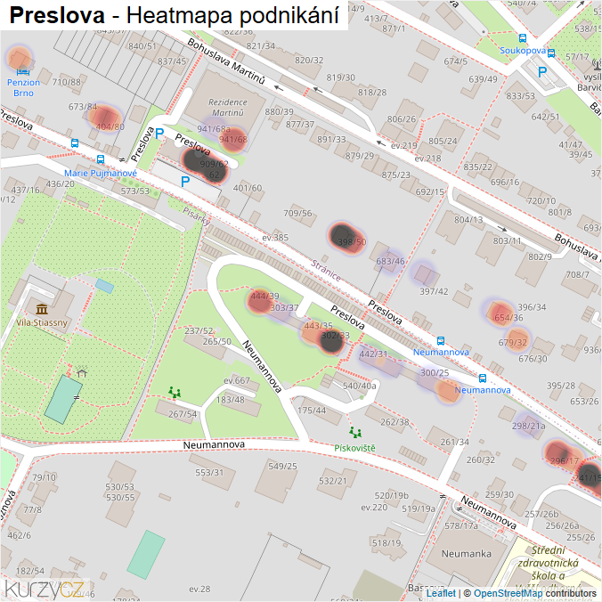 Mapa Preslova - Firmy v ulici.