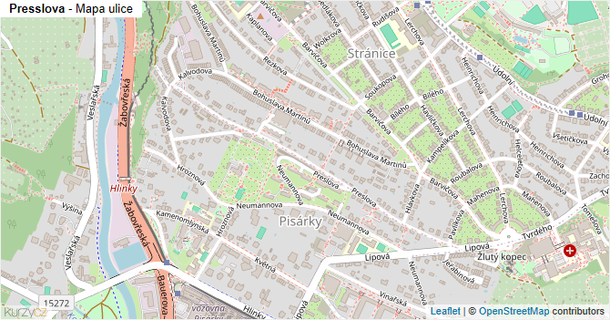 Presslova - mapa ulice