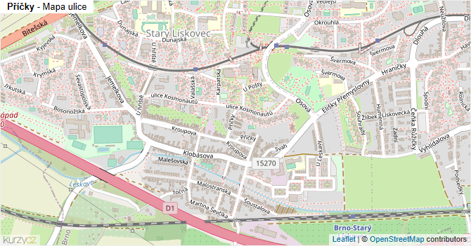 Příčky - mapa ulice