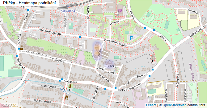 Příčky - mapa podnikání