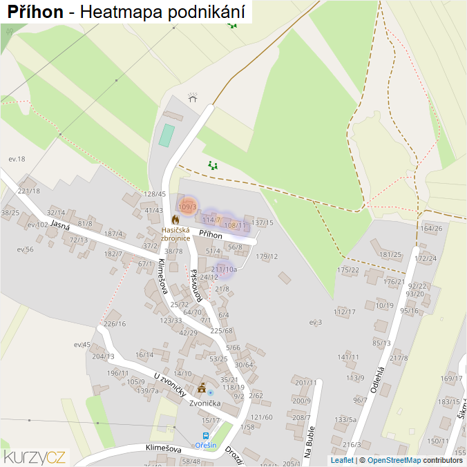 Mapa Příhon - Firmy v ulici.