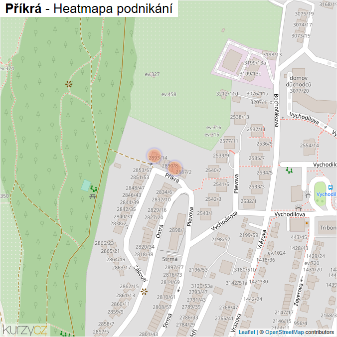 Mapa Příkrá - Firmy v ulici.