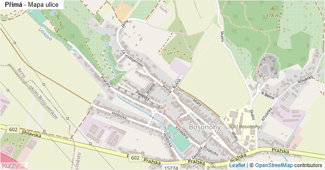 Přímá - mapa ulice