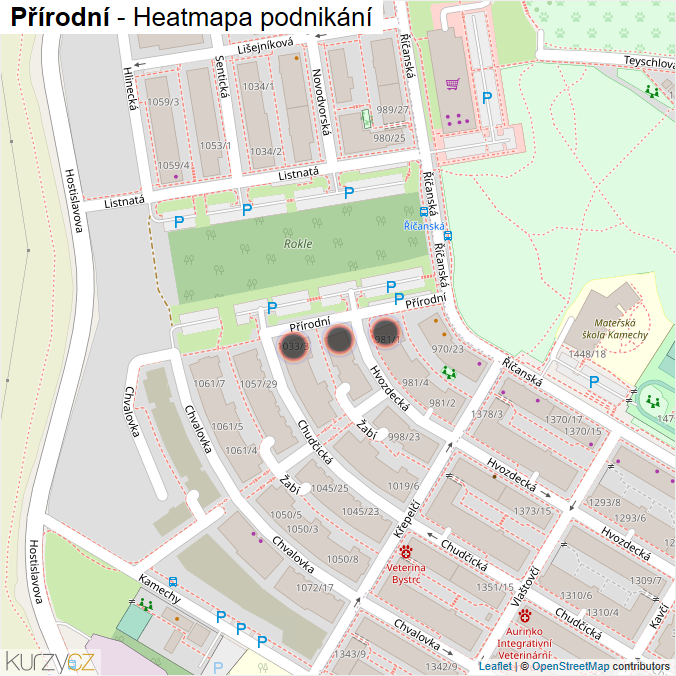 Mapa Přírodní - Firmy v ulici.