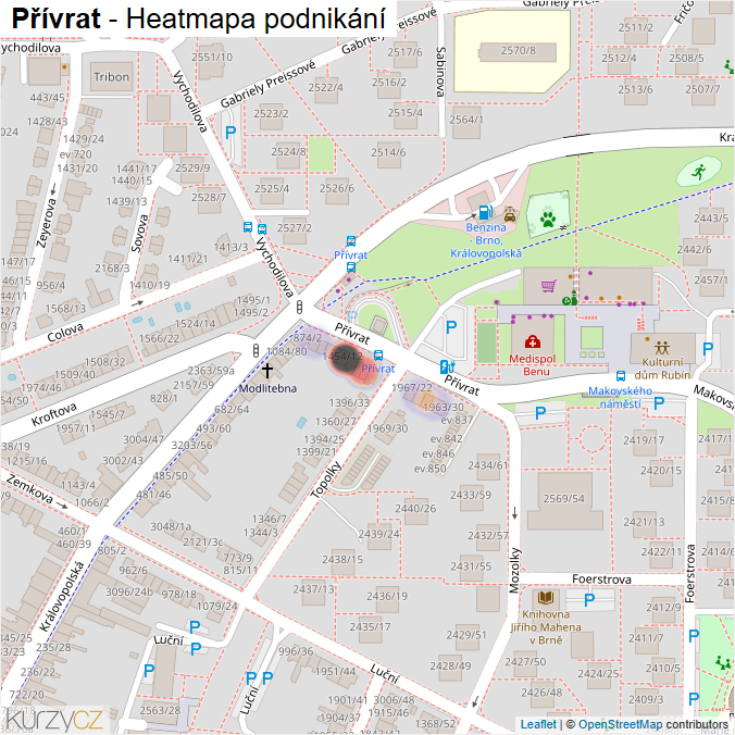 Mapa Přívrat - Firmy v ulici.