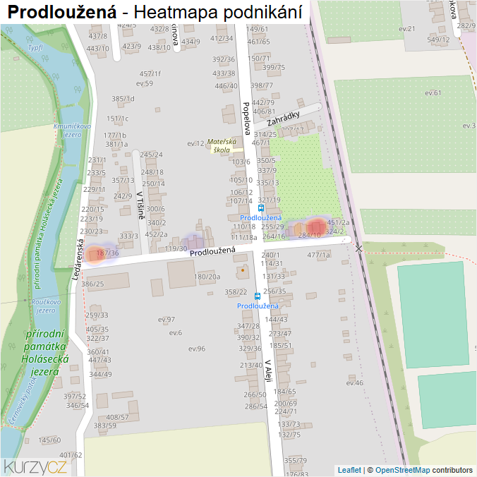 Mapa Prodloužená - Firmy v ulici.