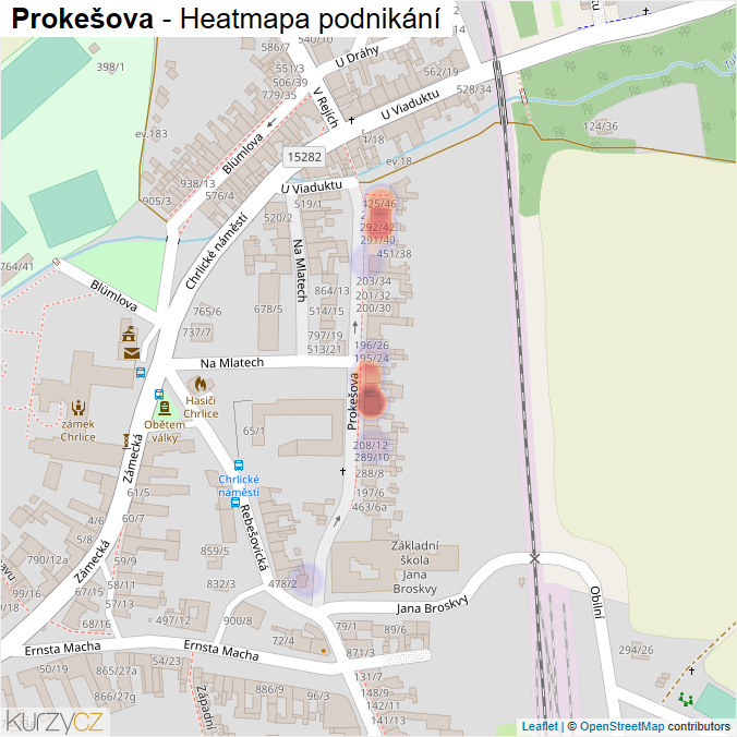 Mapa Prokešova - Firmy v ulici.
