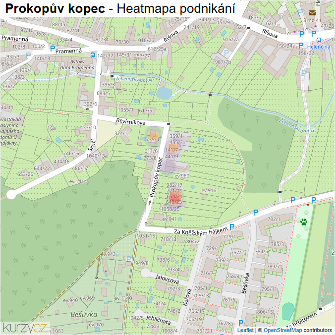 Mapa Prokopův kopec - Firmy v ulici.