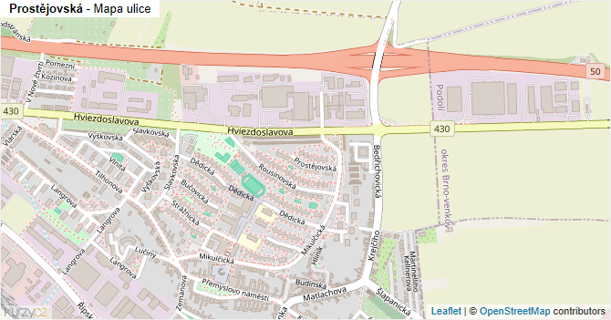 Prostějovská - mapa ulice