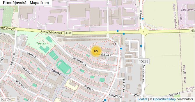 Prostějovská - mapa firem