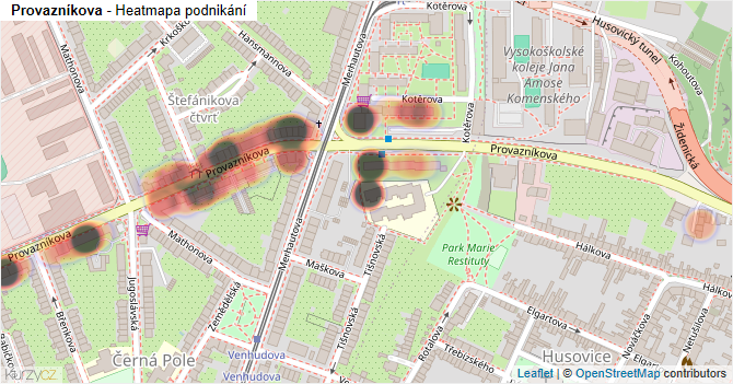 Provazníkova - mapa podnikání