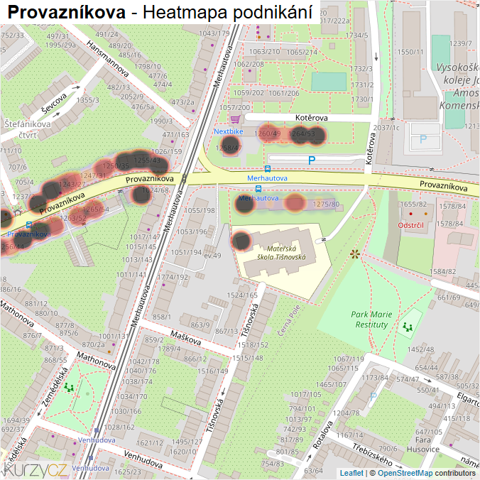Mapa Provazníkova - Firmy v ulici.