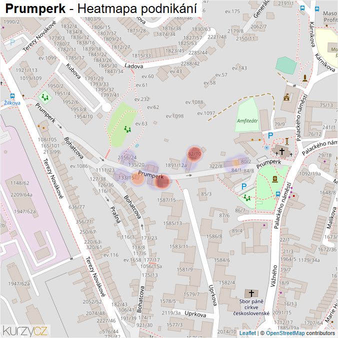 Mapa Prumperk - Firmy v ulici.