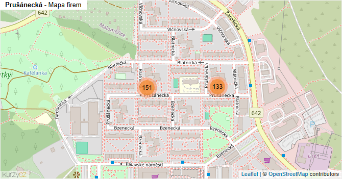 Prušánecká - mapa firem