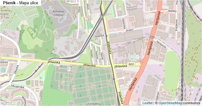 Pšeník - mapa ulice